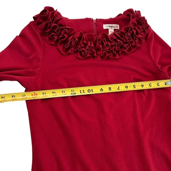 Coldwater Creek Red Ruffled Neckline 3/4 Sleeve dress Size 8 - Picture 9 of 15